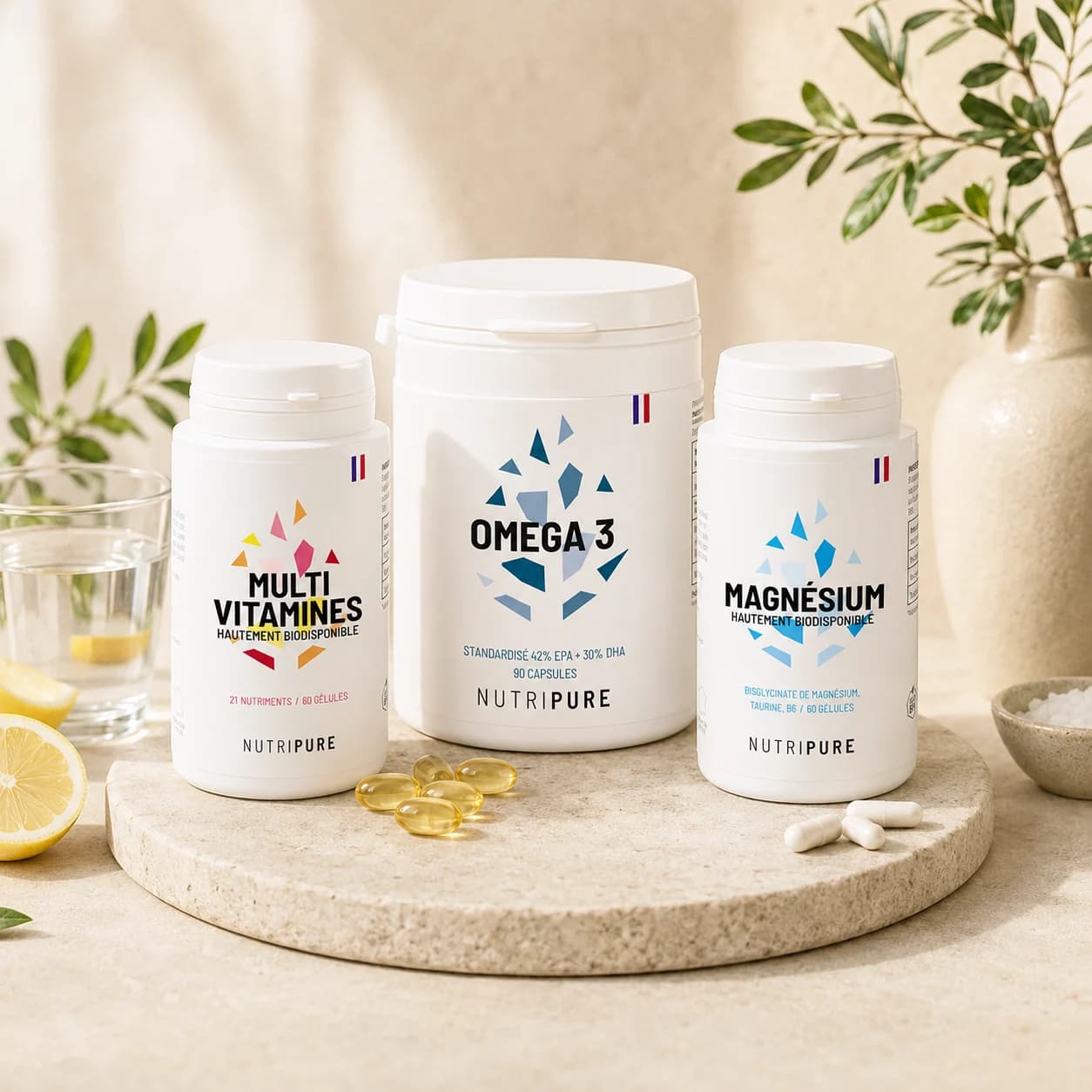 Compléments Nutripure multivitamines, oméga 3 et magnésium