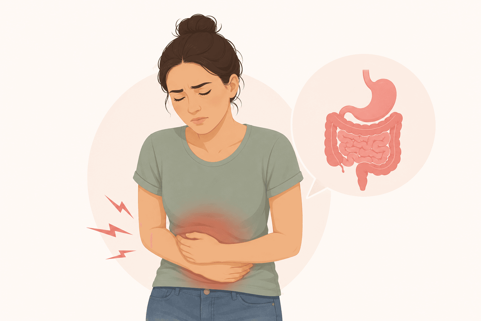 Illustration d'une douleur abdominale liée aux troubles digestifs